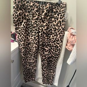 PAIGE Leopard Print Skinny Pants in Beige and Black
